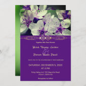 パープル フローラル ブルーム ウェディング 招待状 (正面/裏面)