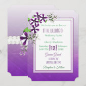 パープル フローラル ペチュニア ラッセルのウェディング 招待状 (正面/裏面)