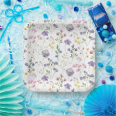 パープル フローラル ペーパープレート (パーティー)