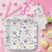 パープル フローラル ペーパープレート (パーティー)