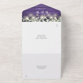 パープル フローラル メイソンジャー ライト モノグラム ウェディング オールインワン招待状 (外側)
