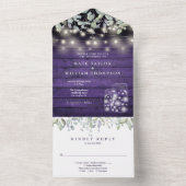 パープル フローラル メイソンジャー ライト モノグラム ウェディング オールインワン招待状 (内側)