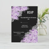 パープル フローラル ラック エレガント モダン RSVP 招待状 (スタンド正面)