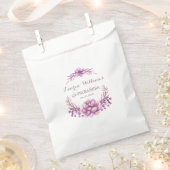 パープル フローラル リースのキンセアニエラ ギフトバッグ フェイバーバッグ (クリップ留めされた状態)