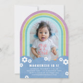 パープル フローラル レインボー 子供の誕生日招待状 招待状 (正面)