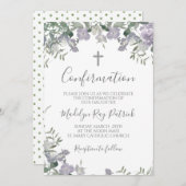 パープル フローラル 確認 招待状 (正面/裏面)