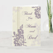 パープル フローラル 親への結婚式の感謝カード サンキューカード (正面)