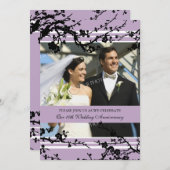 パープル フローラル 10周年パーティー招待状 招待状 (正面/裏面)