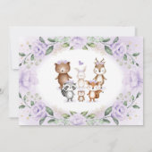 パープル・フローラ・ウッドランド・ワイルド・ワン・バースデー・パーティー 招待状 (裏面)