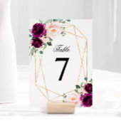 パープル＆ブッシュピンクのローズウェディングテーブルナンバー 招待状