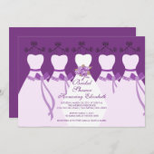 パープル·ブライド·ブライドメイド·ブライダル·シャワー·インビテーション 招待状 (正面/裏面)
