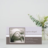 パープル | ブラウンスウィートベビーガール誕生のお知らせ 案内状 (スタンド正面)