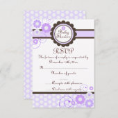 パープル&ブラウンフローラデザインベビーシャワーRSVP 出欠カード (正面/裏面)