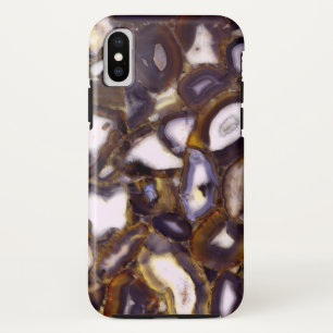 パープル ブラウン ホワイト アゲート デザイン iPhone X ケース