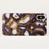 パープル ブラウン ホワイト アゲート デザイン Case-Mate iPhoneケース (裏面(横))