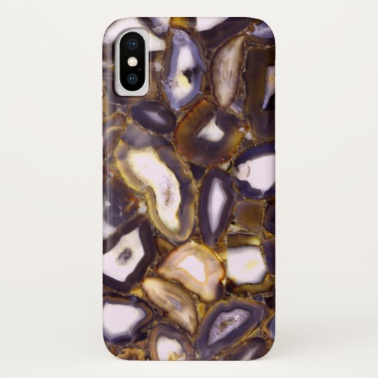 パープル ブラウン ホワイト アゲート デザイン Case-Mate iPhoneケース (裏面)