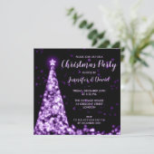 パープル & ブラックのクリスマス ホリデー パーティー 招待状 (スタンド正面)
