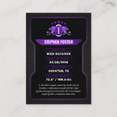 パープル＆ブラックのサッカートレーディングカード選手写真 コーリングカード (裏面)