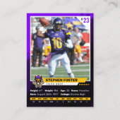 パープル＆ブラックのサッカートレーディングカード選手写真 コーリングカード (正面)