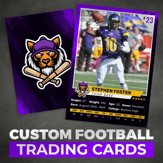 パープル＆ブラックのサッカートレーディングカード選手写真 コーリングカード