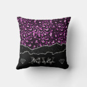 パープル&ブラックグラデーショングラムグリッターヒョウ斑点 クッション (裏面)