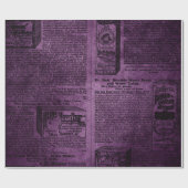 パープル&ブラックグランジヴィンテージ動揺して新聞 ラッピングペーパー (フラット)
