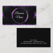 パープル&ブラックグリッターラインストーン美しい 名刺 (正面/裏面)