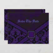 パープル&ブラックゴシックレース結婚ズ 案内ポストカード (正面/裏面)
