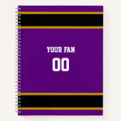 パープル&ブラックサッカーチームパーソナライズされた ノートブック (正面)