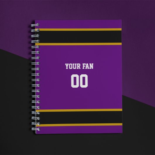パープル&ブラックサッカーチームパーソナライズされた ノートブック