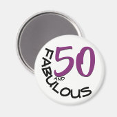 パープル&ブラックタイポグラフィ | 50誕生日 マグネット (正面/裏面)