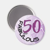 パープル&ブラックタイポグラフィ | 50誕生日 マグネット (正面/裏面)