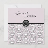 パープル&ブラックダマスクバロックスイート16パーティー 招待状 (裏面)