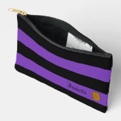パープル&ブラックハロウィンストライププリントカットソーバッグ アクセサリーポーチ (見開き)