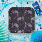 パープル&ブラックハロウィーンカボチャバラ ペーパープレート (パーティー)