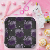 パープル&ブラックハロウィーンカボチャバラ ペーパープレート (パーティー)