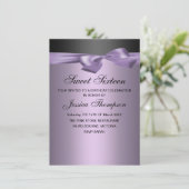 パープル&ブラックボウスウィート16誕生日招待状 招待状 (スタンド正面)