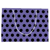パープル&ブラックラージミディアム水玉模様パーティー ラージペーパーバッグ (裏面)