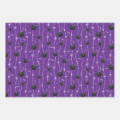 パープル&ブラック卒業キャップトスラッピング紙 ラッピングペーパーシート (正面3)