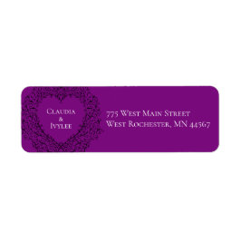 パープル&ブラック結婚ゴシックハート ラベル