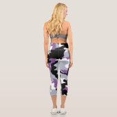 パープル&ブラック迷彩柄ハイウェイストカプリレギンス カプリレギンス (裏面)