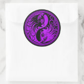 パープル&ブラック陰陽子猫 ラウンドシール (バッグ)