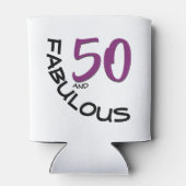 パープル&ブラック50誕生日タイポグラフィ 缶クーラー (裏面)