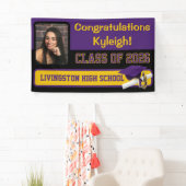 パープル、ブラック、および金ゴールドの卒業 横断幕 (インサイチュ)