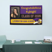 パープル、ブラック、および金ゴールドの卒業 横断幕 (トレードショー)