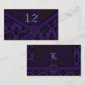 パープル＆ブラック ゴシックレース ウェディング プレイスカード (正面/裏面)