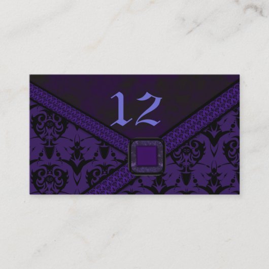 パープル＆ブラック ゴスレース ウェディング プレイスカード (正面)
