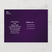 パープル ブラック＆ゴールド グラム モダン セーブ・ザ・デート 案内ポストカード (裏面)
