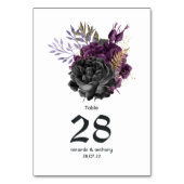 パープル ブラック ゴールド ゴシック ウェディング テーブルナンバー (正面)