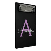 パープル ブラック スクリプト ガーリー モノグラム 名前 ミニクリップボード (アングル)